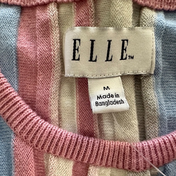 ELLE Women's Long Sleeve Top Pink Blue White Grey Stripes Size M NWT - Picture 8 of 12